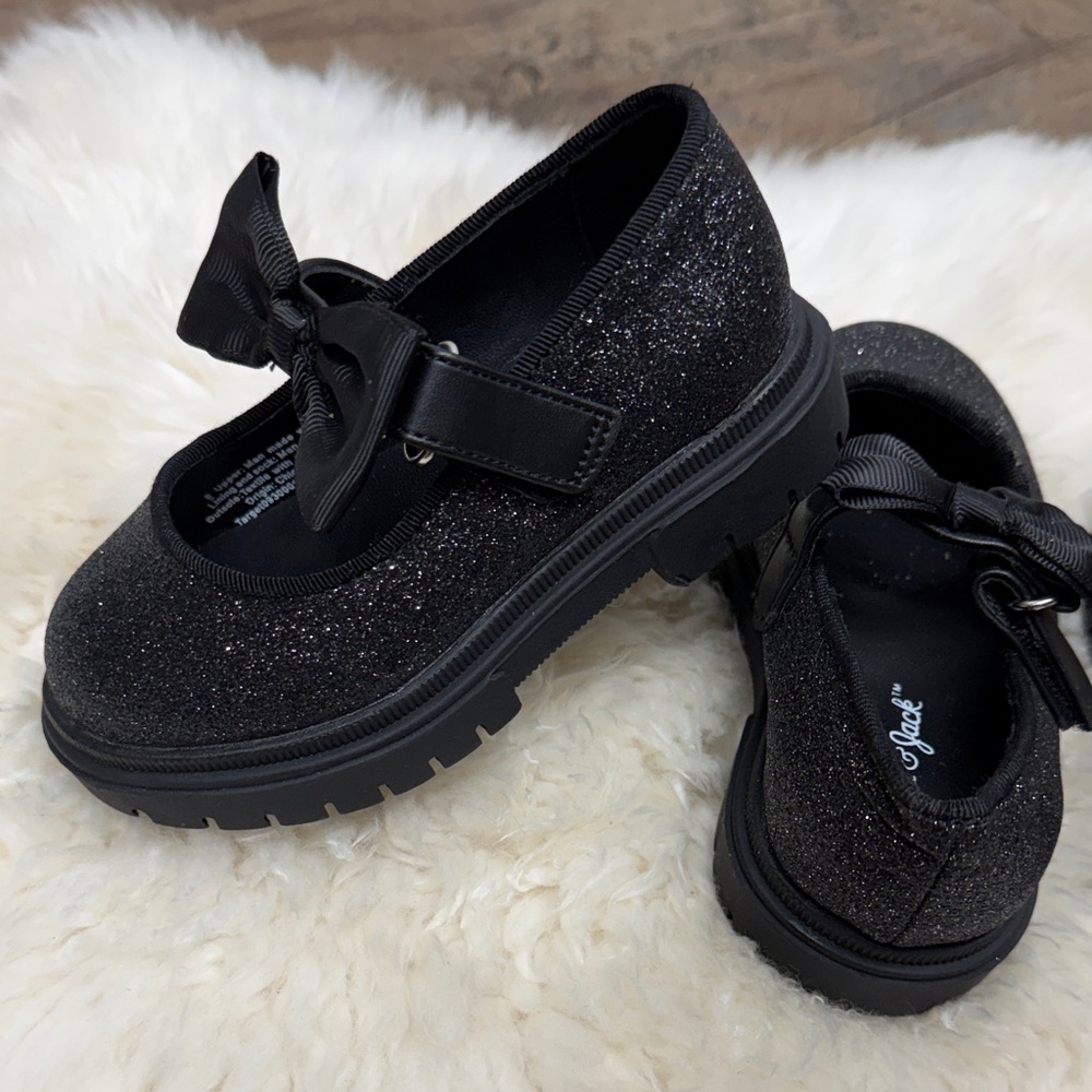 BUNDLE Cat & Jack Girls Glitter Mary Janes - Black & Gold size 6 - Picture 4 of 8